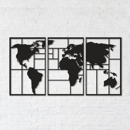 Модульная картина из металла «Карта мира» купить
