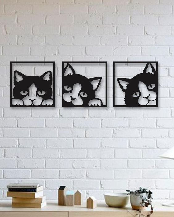 Модульная картина из металла «Кошки»